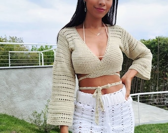 Crochet cross body top, size S/M (top only, skirt not included)