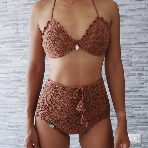druiven Ideaal Barmhartig Crochet Bikini Set With High Waist Style model Porto - Etsy