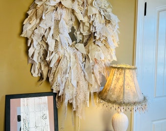 Sold Vintage lace fabric wreath