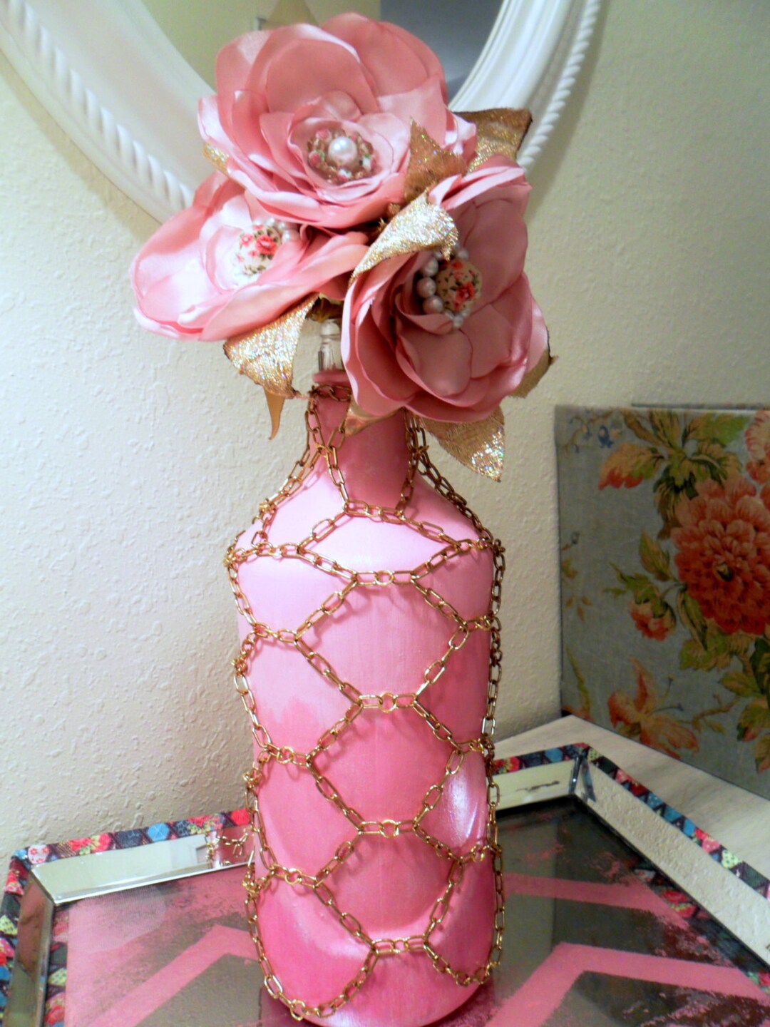 Pink Vase, Pink Ombre Vase, Wedding Vase, Vase With Flowers, Fake Pink