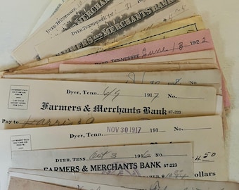 Authentic original cancelled checks from 1915-1960