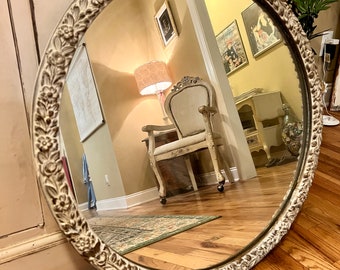 Large Antique Round Mirror