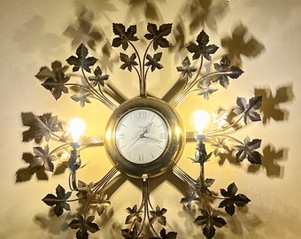 vintage brass united wall clock light