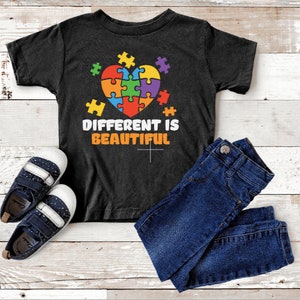 Autism puzzle Kid Shirt, Autism Awareness Shirt Toddler, Autism Acceptance Shirt, Autism Different Is Beautiful Shirts, Autism Sister Shirt