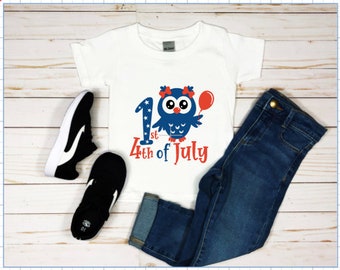 4thof july/ toddler july 4th girls shirt/ patriotic shirt for kids babies/ happy fourth of july/ ready to ship 12 2T 3T/fast shipping