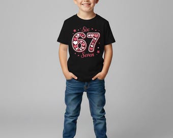 Funny Six Seven Meme Birthday Tee Viral 67 Kids Birthday Trendy 7th Gift for Girl Boy Aesthetic Hearts 7 Year T-Shirt Gen Alpha Meme Shirt