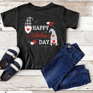 Cute Gnomies With Heart, Valentine Gnomes with Buffalo Plaid Shirt, Valentines Couple Shirt,Heart Shirt,Cute Valentine Shirt,Valenitnes Gift