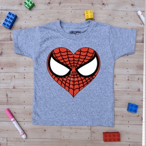 Boys Valentine&#39;s Day Shirt ,Boys Spider Shirt ,Spider Heart Shirt,Boys Heart Valentines Shirt ,funny Valentines Day Shirt, superhero shirt