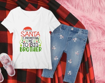 Promoted to Big Brother Shirt Pregnancy Announcement Shirt, Big Brother Christmas Shirt,Christmas Baby Announcement, toddler outfit brother