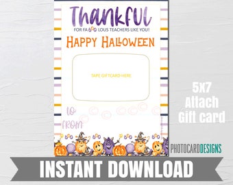 Portatarjetas de regalo de Halloween para profesores, portatarjetas de regalo de Halloween imprimible