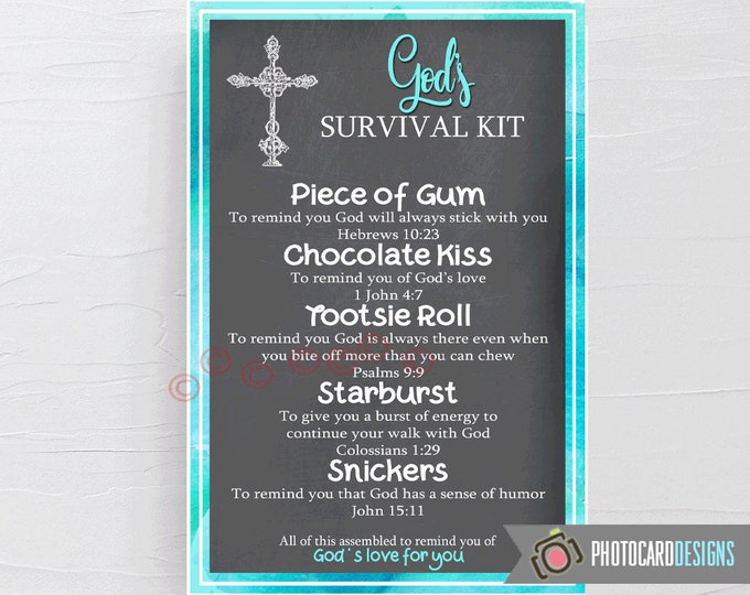 Gods SURVIVAL Kit Tag, Church Tag, Survival Kit Printable, Christian ...