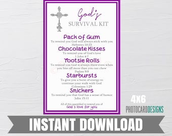 GODs SURVIVAL Kit, Church Tag, Survival Kit Printable, Christian Survival Kit, Prayer Survival Kit, Church Summer Camp Survival Kit