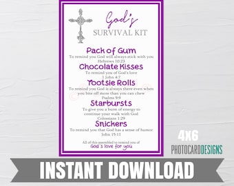 GODs SURVIVAL Kit, Church Tag, Survival Kit Printable, Christian Survival Kit, Prayer Survival Kit, Church Summer Camp Survival Kit, Easter