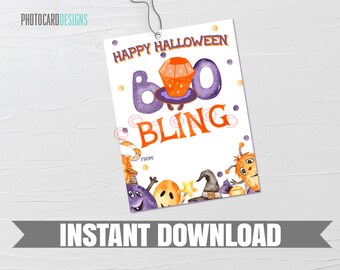 Etiqueta de Halloween Ring Bling, Etiqueta de Halloween RingPop, Etiqueta de Halloween para la escuela, Halloween para preescolar, Etiqueta de Halloween con dulces, Descarga instantánea