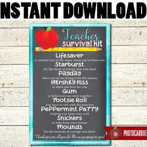 SCHoOL SURVIVAL Kit Tag, Teacher Class Printable, School Printable, School Tag, 1st Day of School Tag, Treat Bag, Instant Download