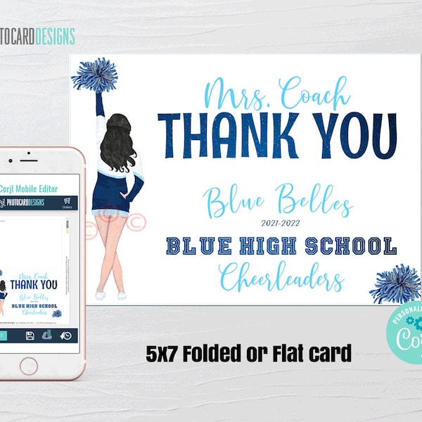 Editable Cheer Coach Thank You Card, Cheerleading Coach Card, Cheer Coach Card, Cheer End of Season Coach Gift Tag, Cheerleader Printable,