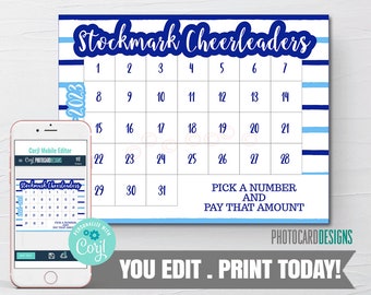 Cash Calendar Fundraiser, School Calendar Fundraiser, Cheerleading Calendar, Baseball Calendar, Soccer Calendar, Cash Calendar Template