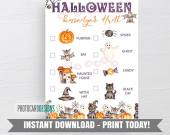 Juego de búsqueda del tesoro de Halloween, actividad para fiestas infantiles, lista imprimible (descarga digital)