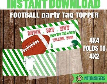 Football Bag Topper, Football Party, Football Favor, Football Printable, Football Thank You, Party Favor, Digital Printable INSTAnT DoWNLOAD