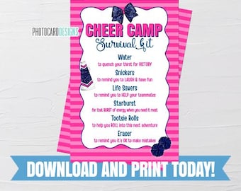 Cheer Camp Survival Kit Tag: Printable Cards (Digital Download)