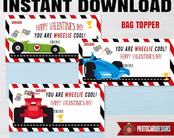 Race Car Valentine Bag Topper, Race Car Valentine, Race Car Bag Topper, Boy Valentine Printable, School Valentine, Digital, INSTANT DoWNLOAD