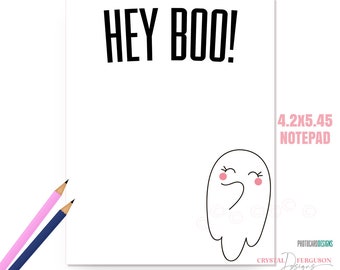 Bloc de notas fantasma "Hey Boo", bloc de notas de Halloween para profesores con hojas desprendibles (4,2 x 5,45)