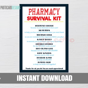 Pharmacy Survival Kit, Pharmacist Survival Kit, Everyday Heroes SURVIVAL Kit Tag, Pharmacy Tech, Candy Survial Kit, Instant Download