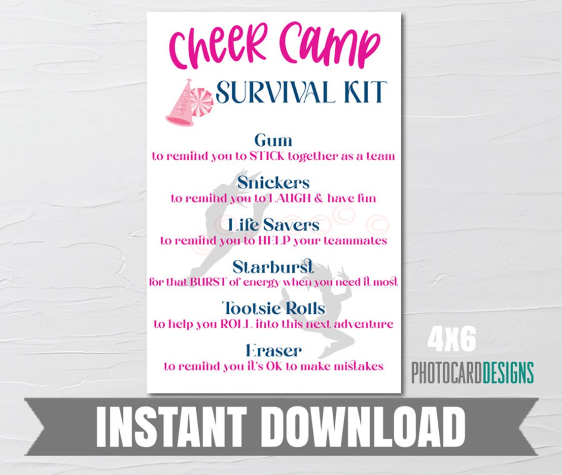Cheer Camp Survival Kit Cheerleader SURVIVAL Kit Tag Cheer Etsy