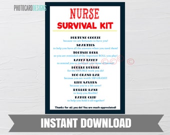 Nurse Survival Kit, Everyday Heroes SURVIVAL Kit Tag, Doctor, First Responders, Health Care Workers, Police, Firefighters, Instant Download