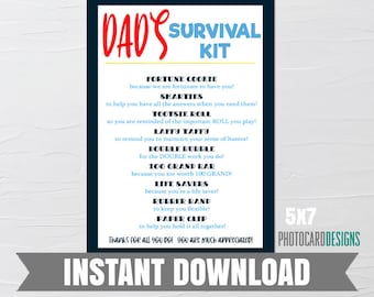 Dad's Survival Kit, Everyday Heroes SURVIVAL Kit Tag, Father's Survival Kit, Father's Day Printable, Print at home, Instant Download