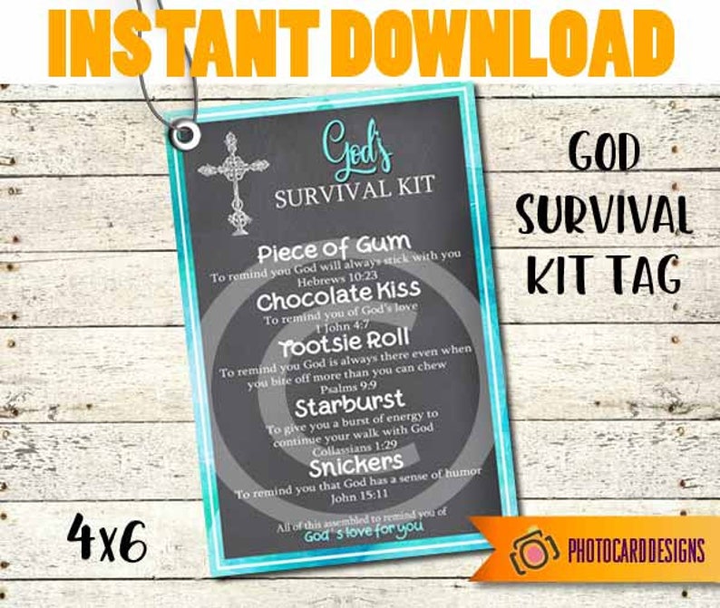 GODs SURVIVAL Kit Tag PDF Printable Church Tag Survival Kit | Etsy