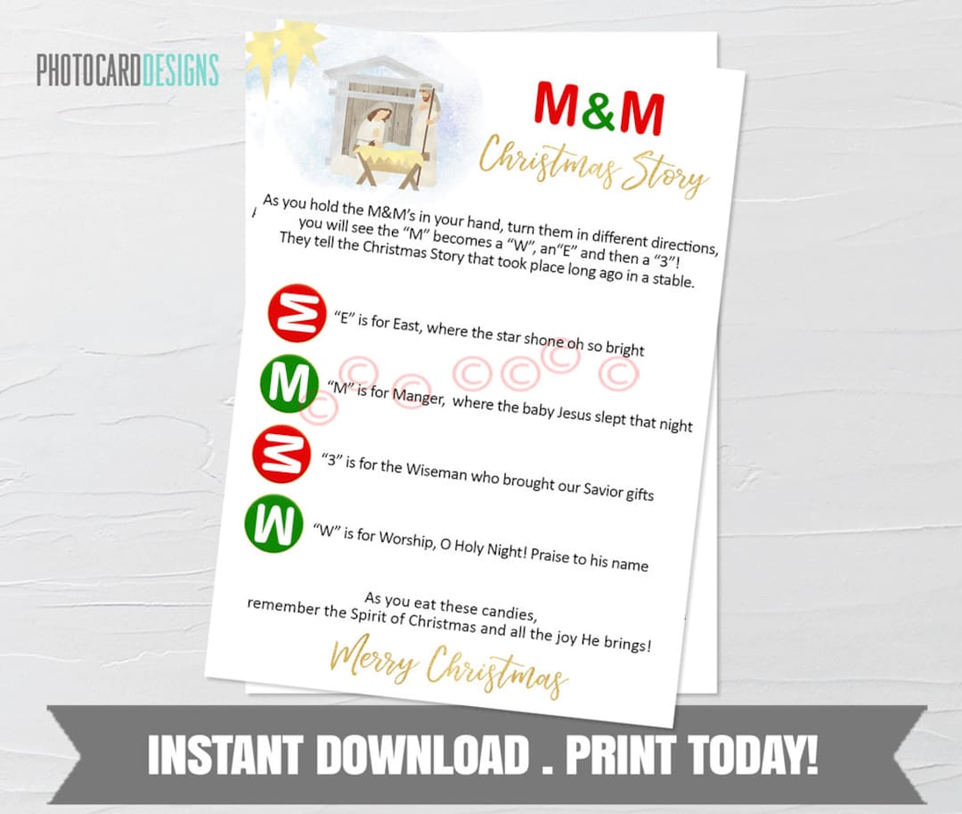M&M Christmas Story Christmas Story Poem Nativity Printable Etsy