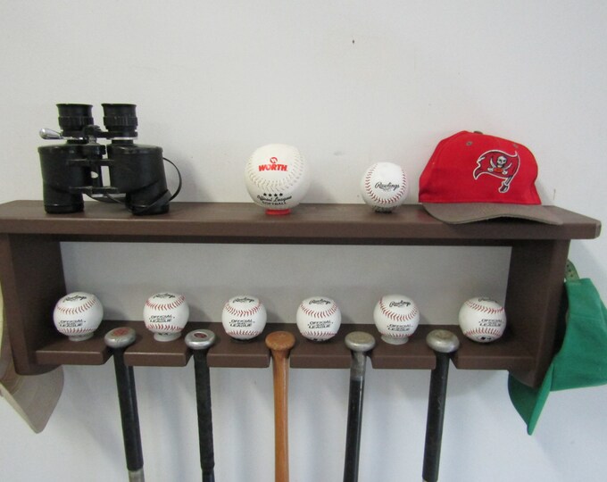 Baseball Bat Rack Decorative Wall Shelf Display 5 Bats, Pictures ...