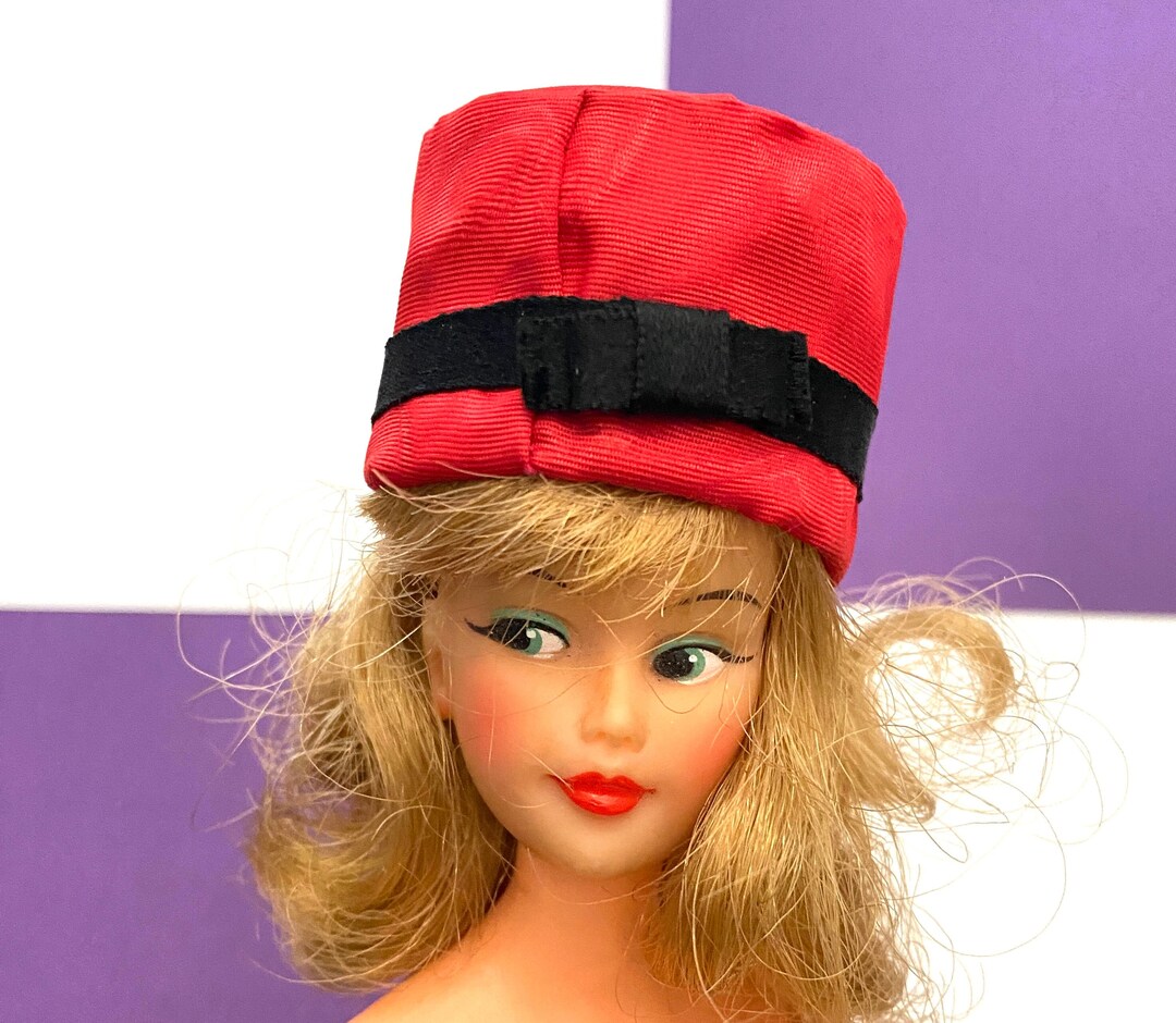 Vintage Fashion Doll Tall Red Pillbox Hat Homemade From the 1960s Etsy