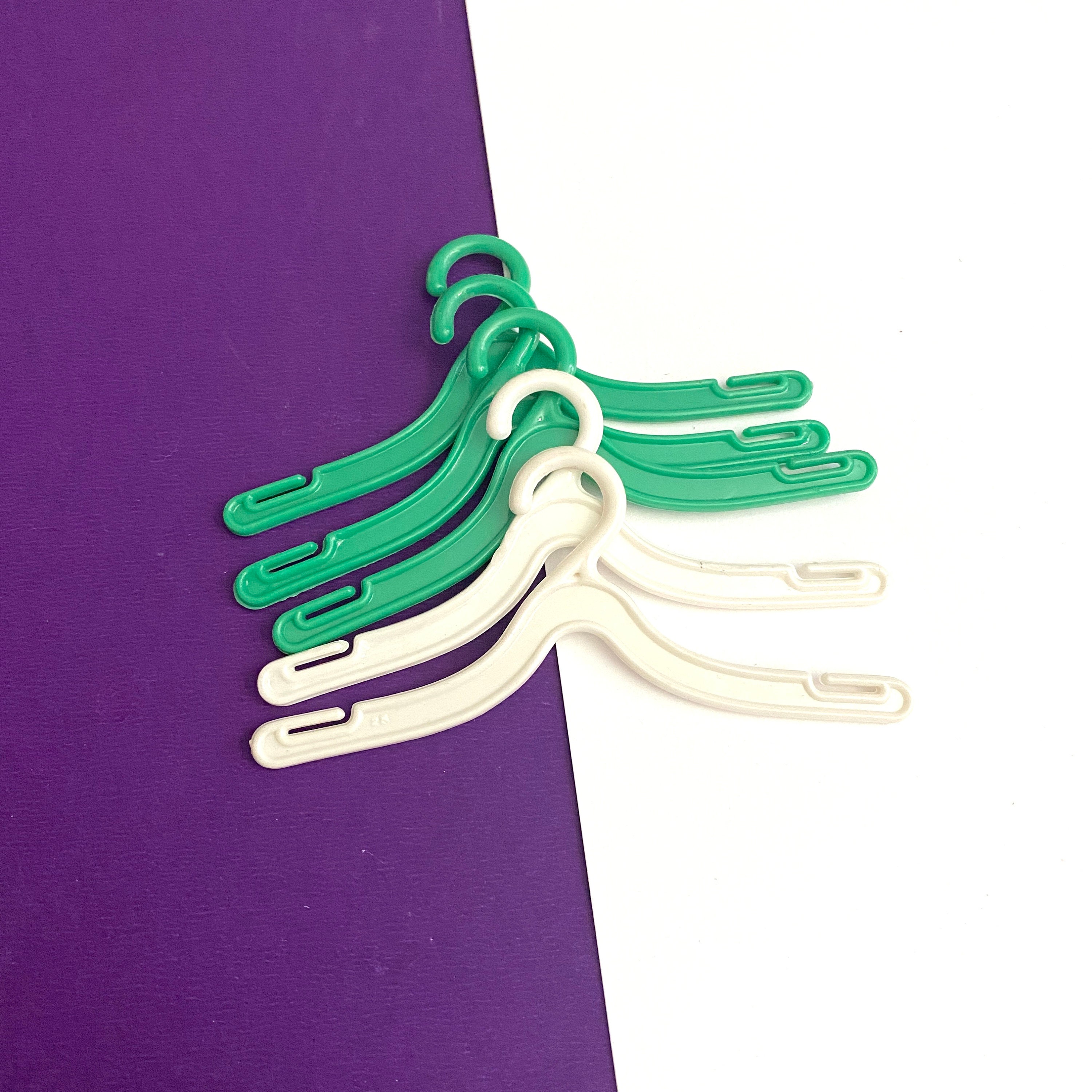 Vintage Barbie Doll Clothes Hangers Lot of 5 Green & White Etsy