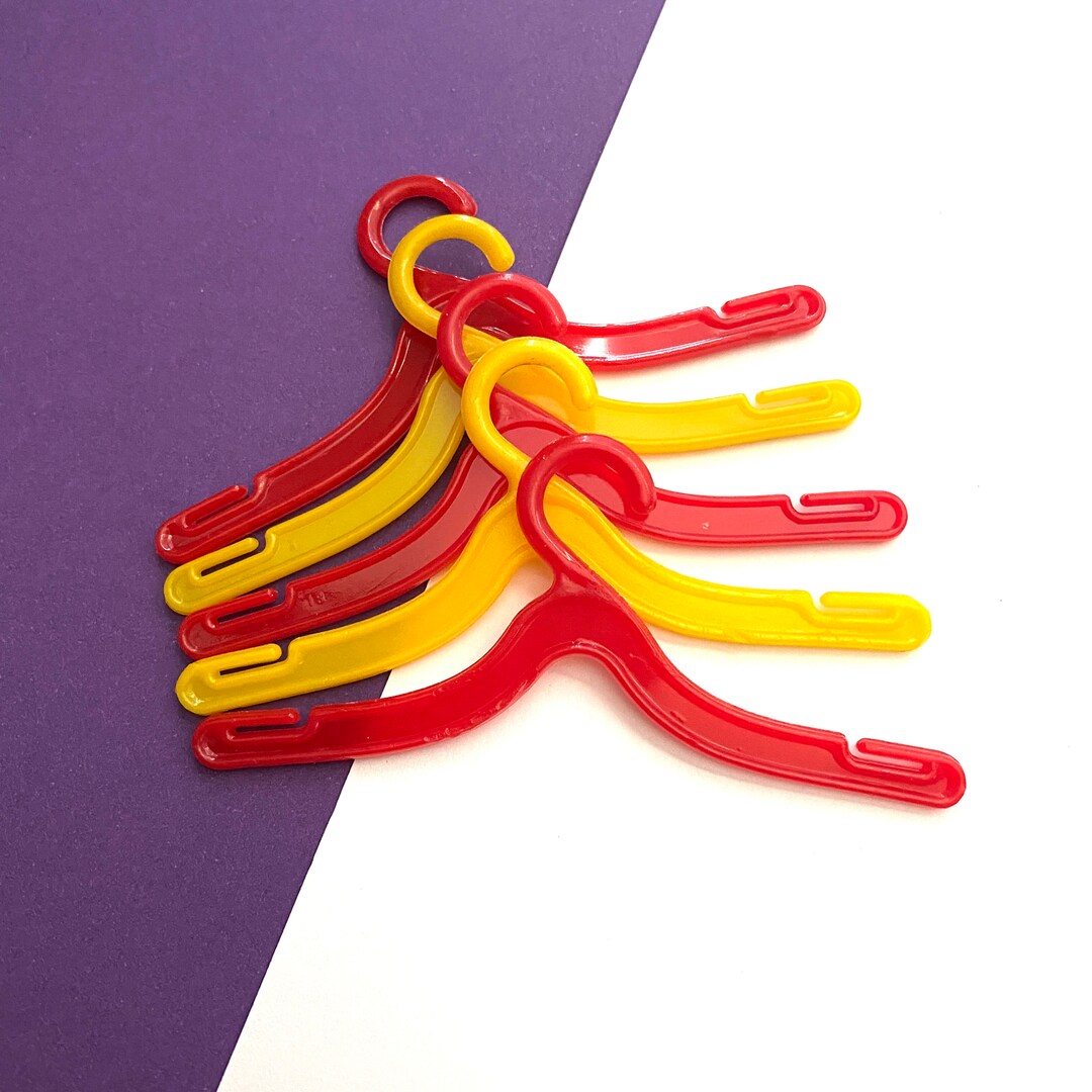 Vintage Barbie Doll Clothes Hangers Lot of 5 Pcs in Red & Yellow Etsy