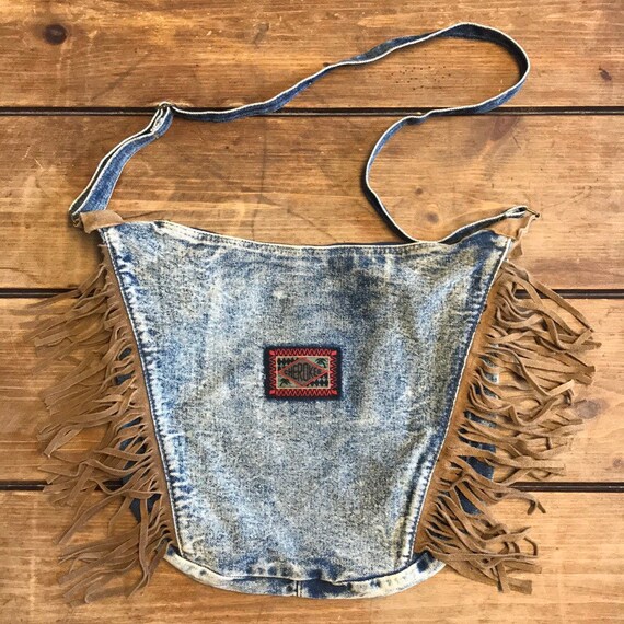 Vintage Cherokee Jeans Fringe Boho Crossbody Bag Etsy