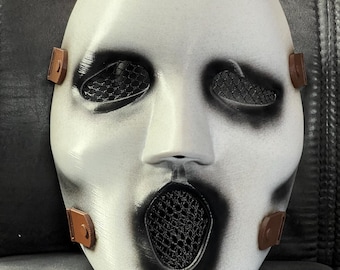 Finished Brandon Ghost Mask Cosplay  - ADULT size - Ready to WearL Airbrushed, Strapped, Meshed, Padded.