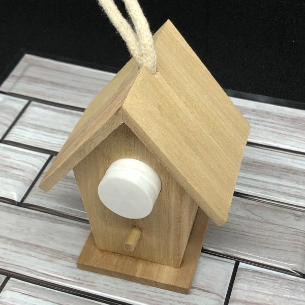 Paintable, weather sealed, real wood, Birdhouse GeoCache, with Screw Top Container,