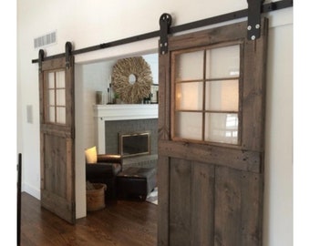 4 six pane window barn door – 95“ x 33“ – stained- reserved