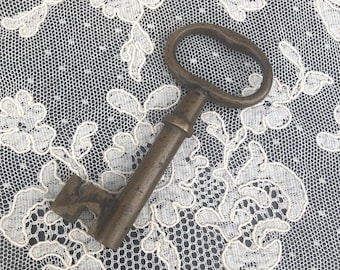 Antique Vintage Brass Door Cabinet Key Hollow Barrel
