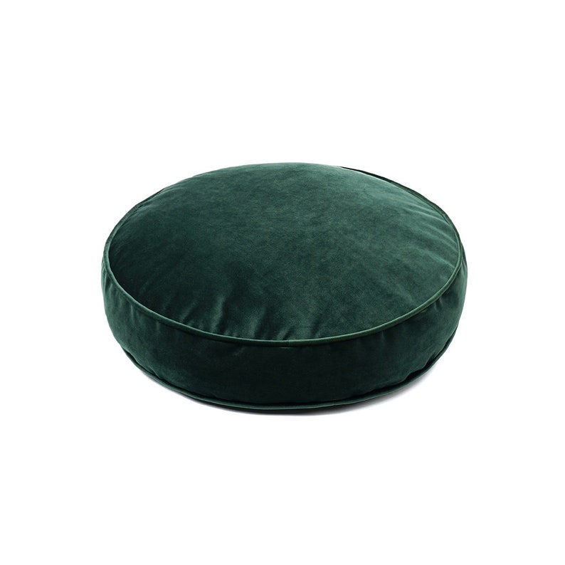 Green Velvet Pillow Round Velvet Pillow Round Floor Pillow Etsy