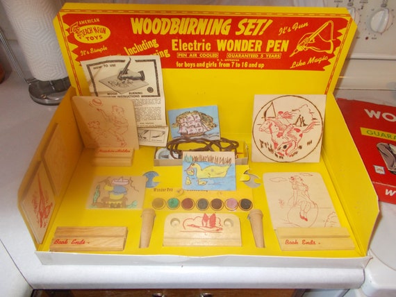 1950s Era Wood Burning Set in the Box Nice & Made in the Usa,neat Cover  Artwork and Pure Nostalgia 