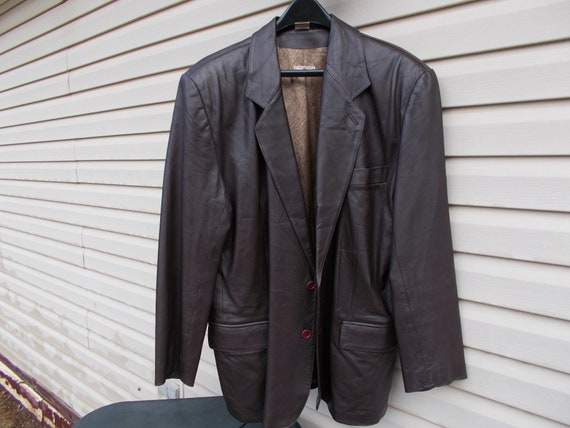 Mans dark brown soft leather sport coat,blazer ja… - image 1
