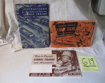 Lionel trains, original manuals of operating instructions,1953,1949,1955