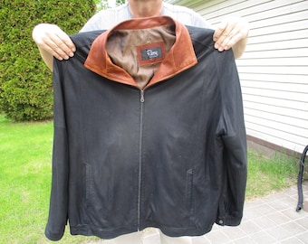 Chaps Ralph Lauren Leather Coat Jacket,us Size 48 Plus,or Xxl