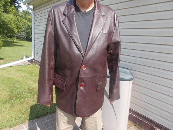 On sale Mans vintage dark brown 2 button  leather… - image 1