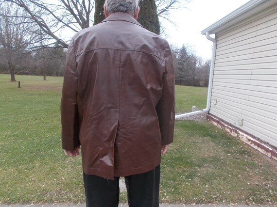 Mens Nice Brown Leather Coat Jacket Size 52,XXL,made by Cresco Lot 302