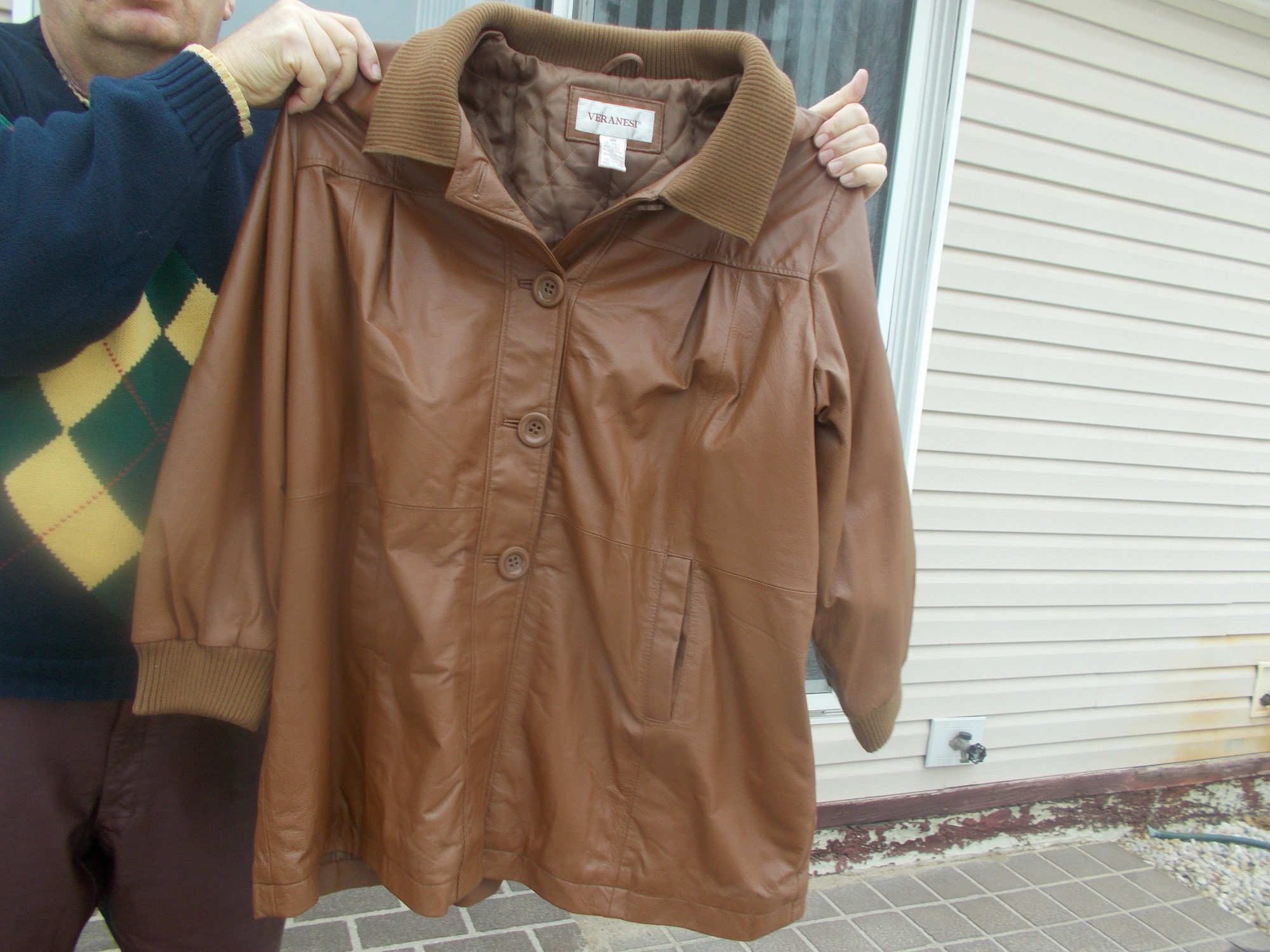 Brown Leather Coat for Ladies Size 26W 