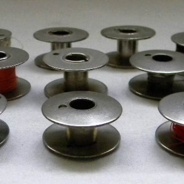 12 Vintage Metal Sewing Bobbins - Sewing Machine Thread Bobbins - Jewelry - Assemblage - Steampunk